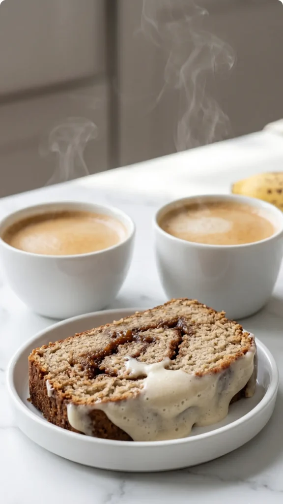 Cinnamon Roll Bananenbrot – Super saftig & vegan (Mit Frosting)