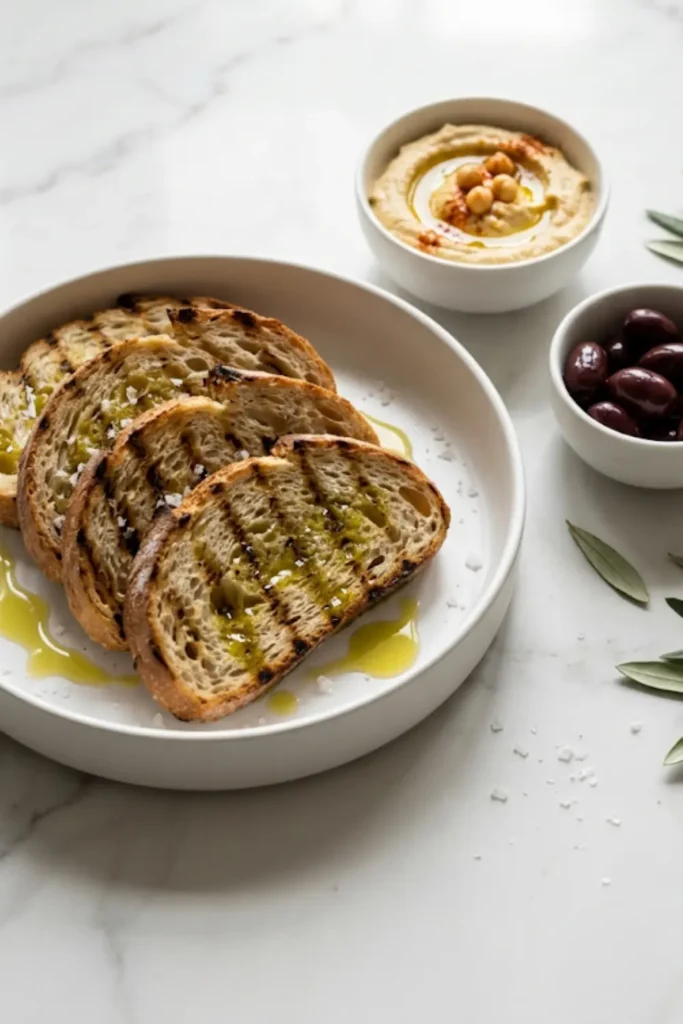Grillbrot mit Olivenöl und Meersalz