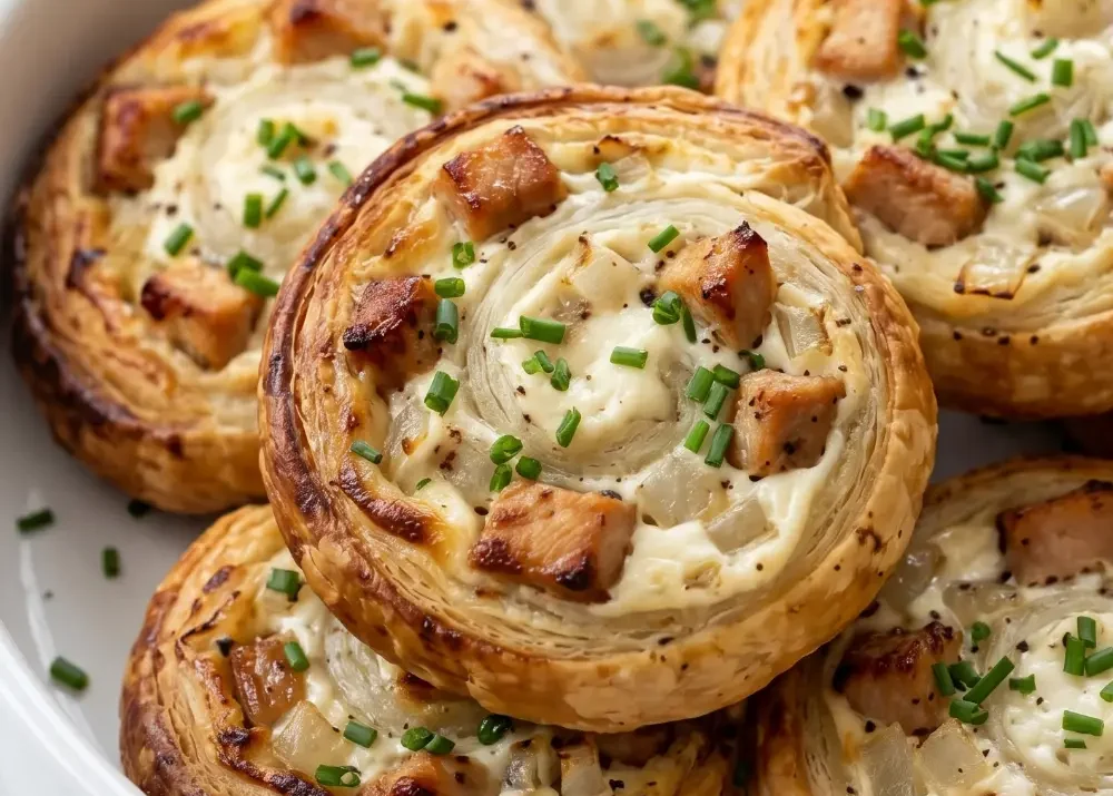 Flammkuchen-Schnecken: Der herzhafte Party-Snack