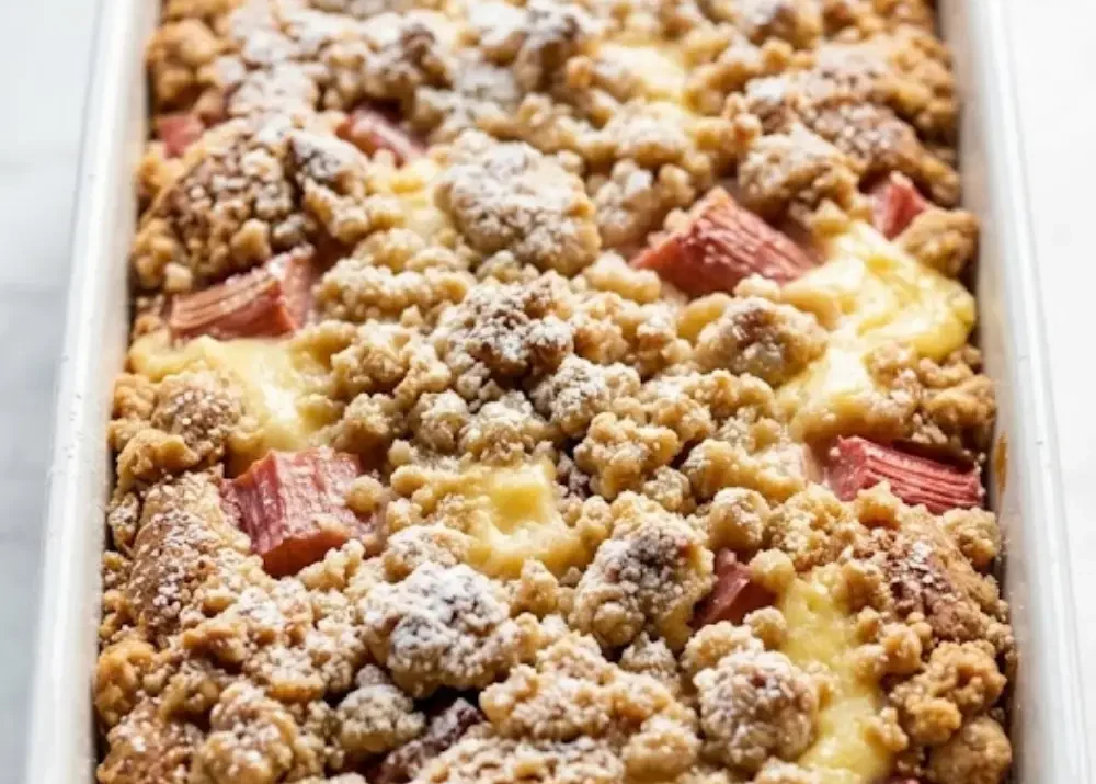 Rhabarberkuchen mit Pudding und Streuseln: Der ultimative Frühlingsgenuss
