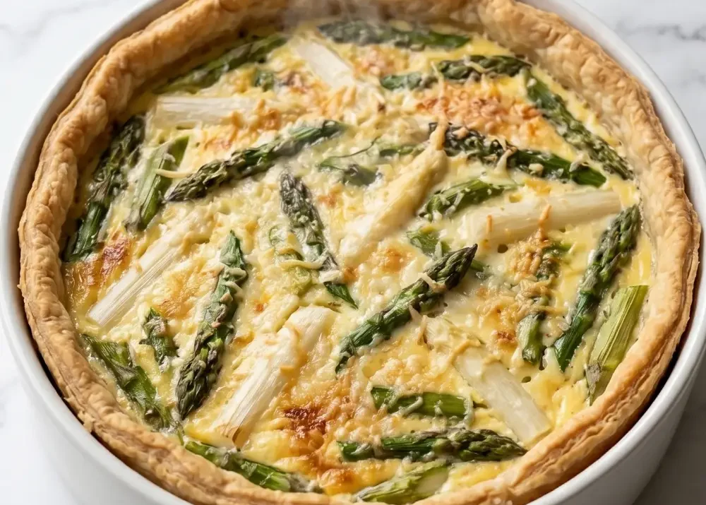 Spargelquiche mit weißem und grünem Spargel – Rezept für Frühling & Brunch