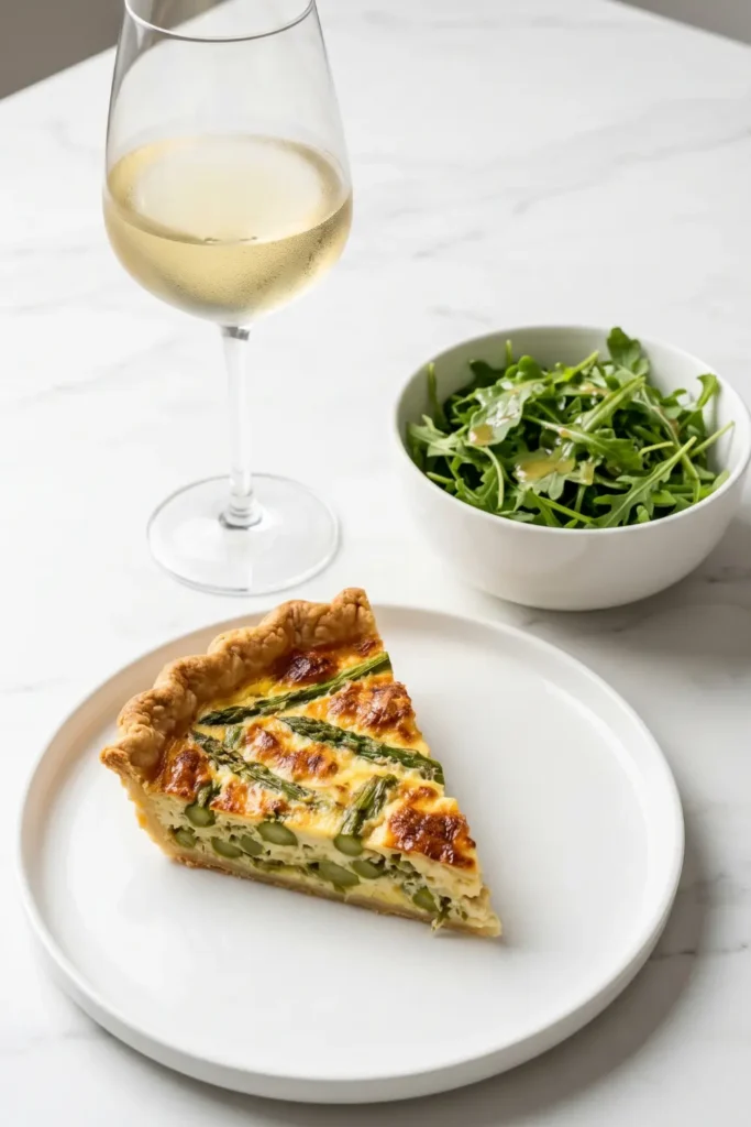 Spargelquiche mit weißem und grünem Spargel