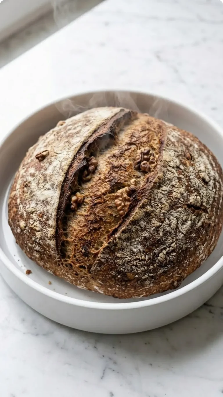 Walnussbrot backen: Das einfachste Rezept für super saftiges Sauerteigbrot im Topf