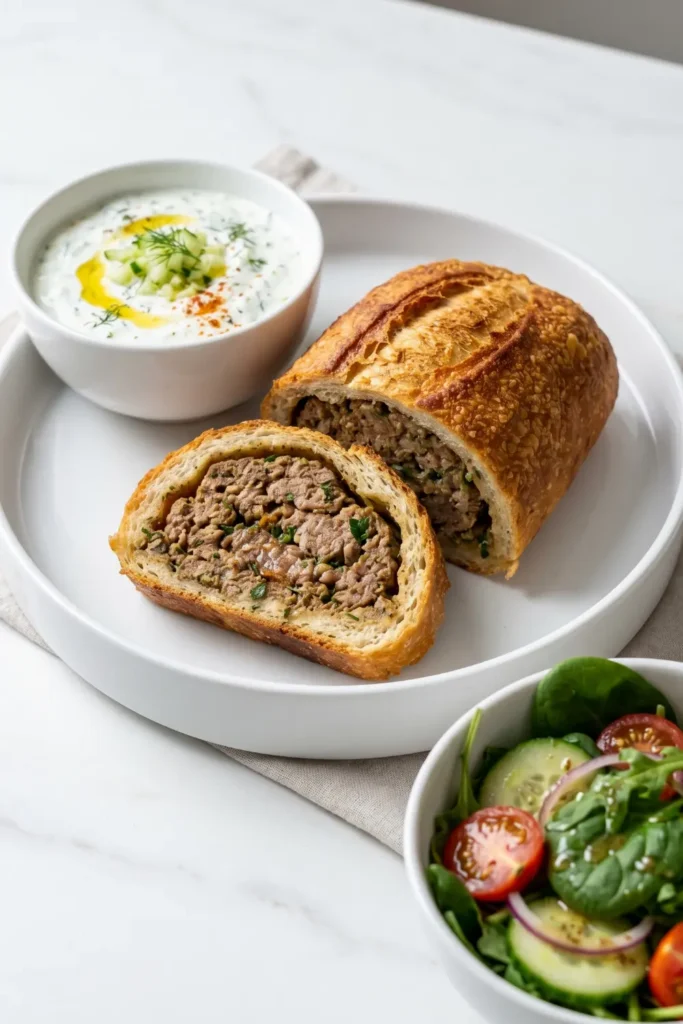 Würziges Lammhackfleisch im knusprigen Brotmantel