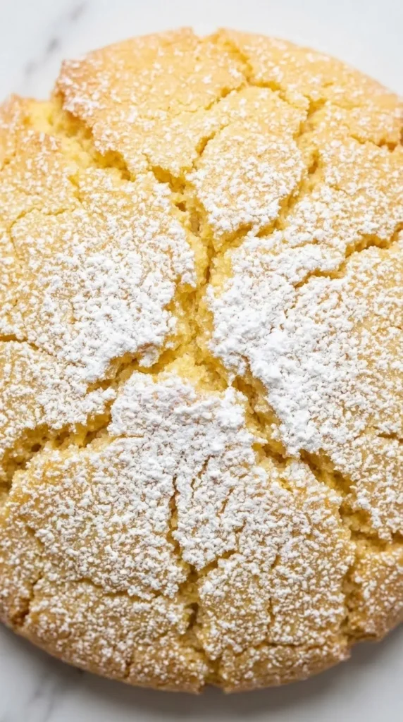Nahaufnahme von süßen Quarktalern — Detailansicht der fluffigen Oberfläche und des feinen Puderzuckers.