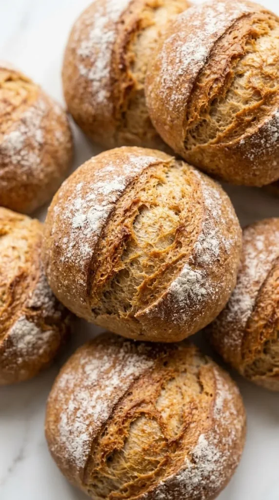Nahaufnahme von knusprige Sonntagsbrötchen — Detailansicht der tiefen Risse in der krossen Mehlkruste eines Brötchens.