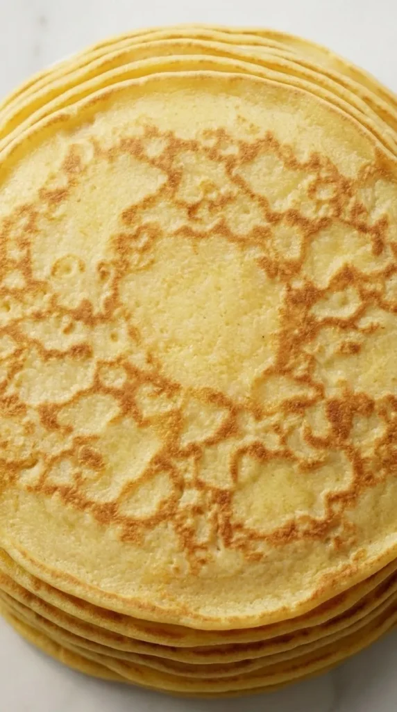 Nahaufnahme von Eierkuchen — Detailansicht der charakteristischen, goldbraun marmorierten Pfannkuchen-Oberfläche.