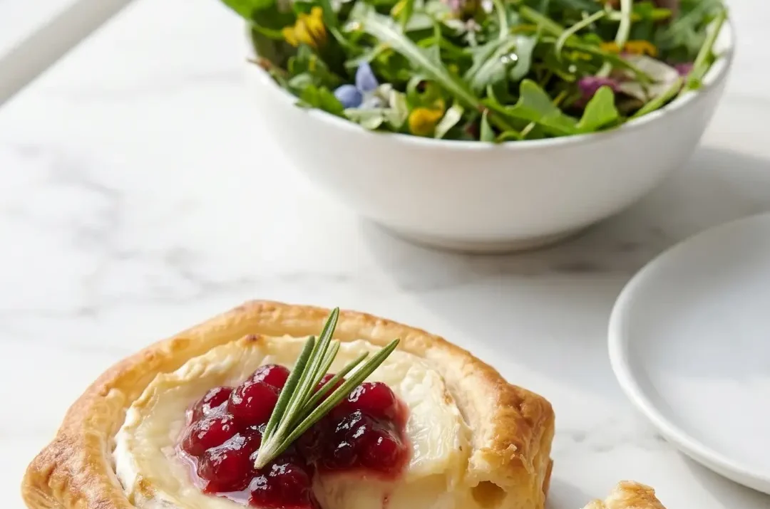 Knusprige Blätterteig-Häppchen mit Camembert & Preiselbeeren