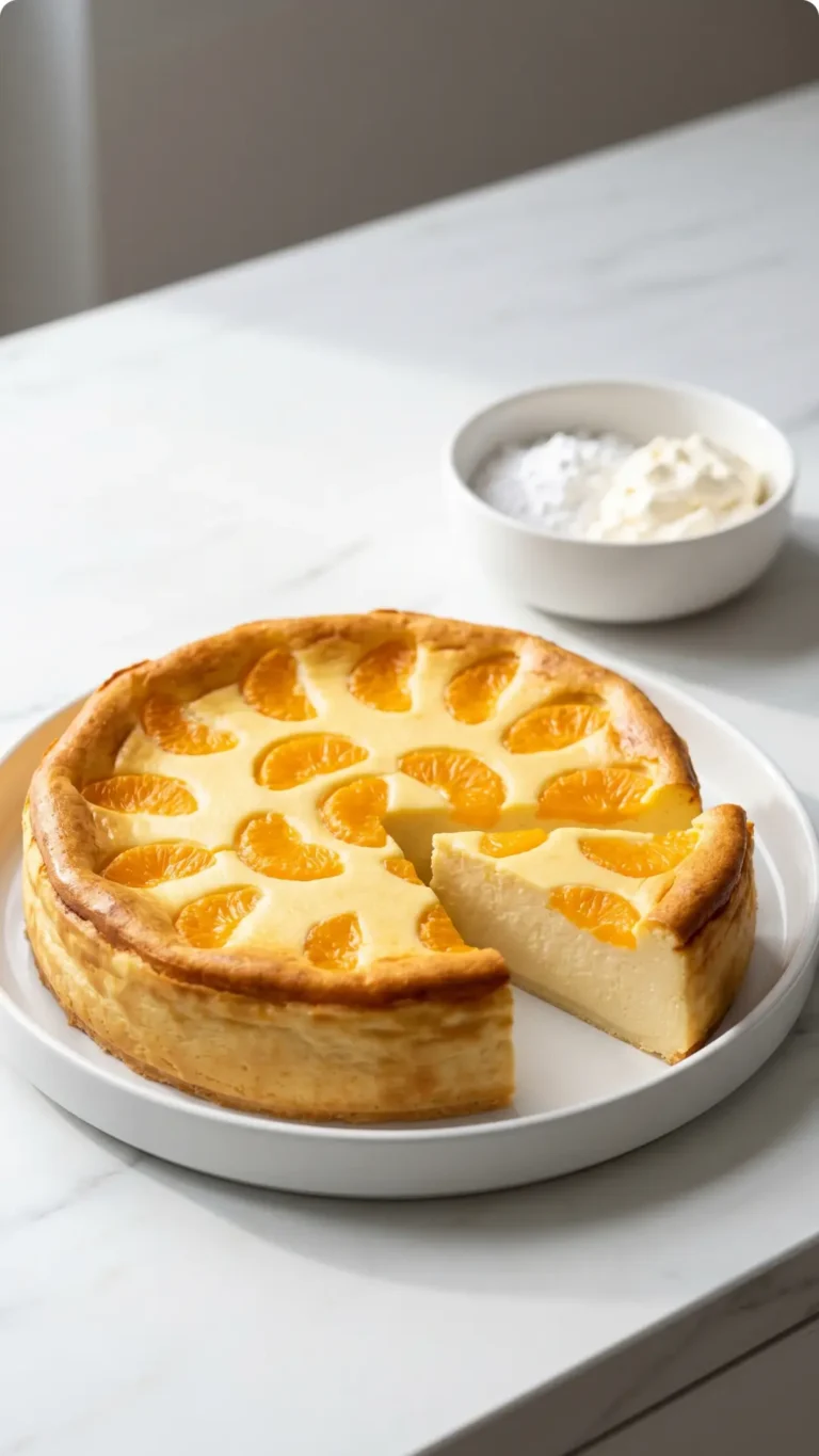 Quark-Käsekuchen mit Mandarinen ohne Boden – Cremig & Schnell