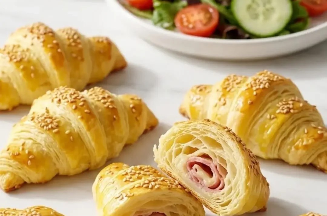 Knusprige Schinken-Käse-Hörnchen mit Blätterteig: Super schnell gebacken
