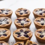 Französische Tartelettes mit Brombeeren und Sauerteig frisch gebacken — goldbraun mit Puderzucker.