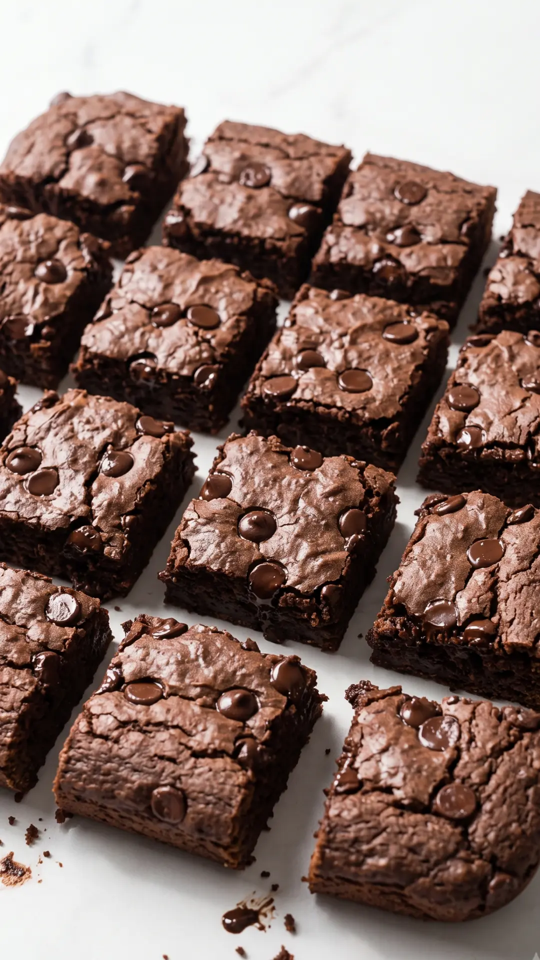Gesunde Buchweizen-Brownies aus der Froschperspektive — schokoladige Quadrate mit krustiger Oberfläche
