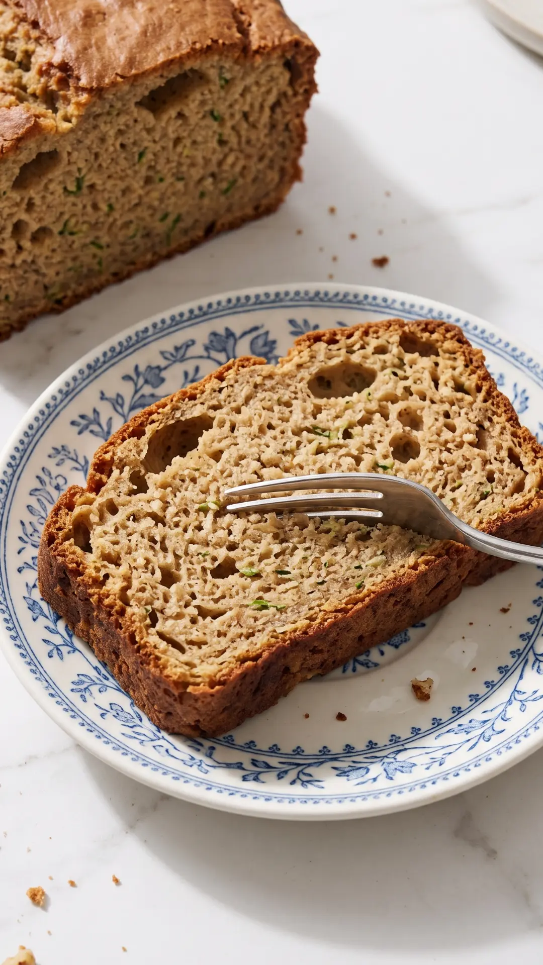 Saftiger Zucchinikuchen mit altem Anstellgut frisch gebacken — Sauerteig-Kuchen aus der Kastenform