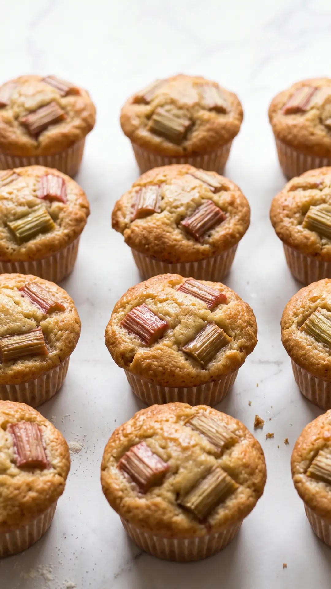 Saftige Rhabarber Muffins mit Sauerteig