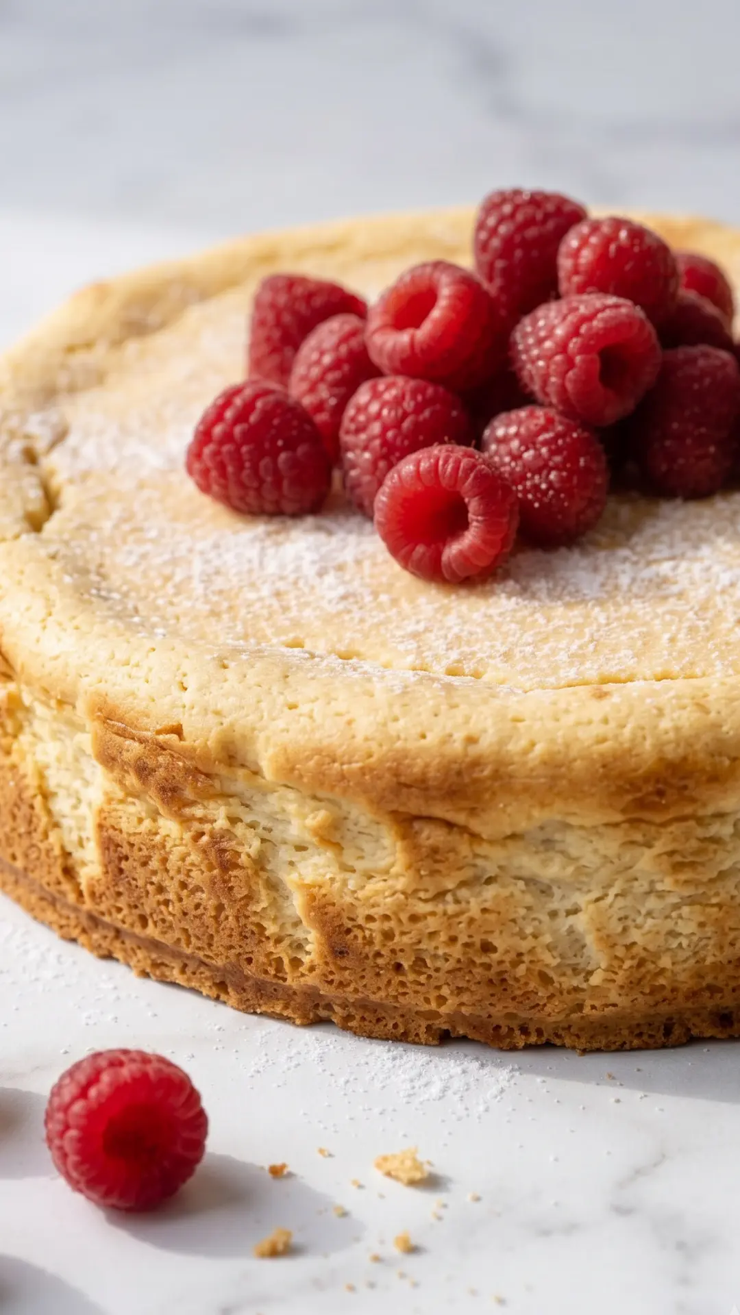 Saftiger Joghurtkuchen aus der Froschperspektive — hoher glutenfreier Kuchen mit Beeren-Topping
