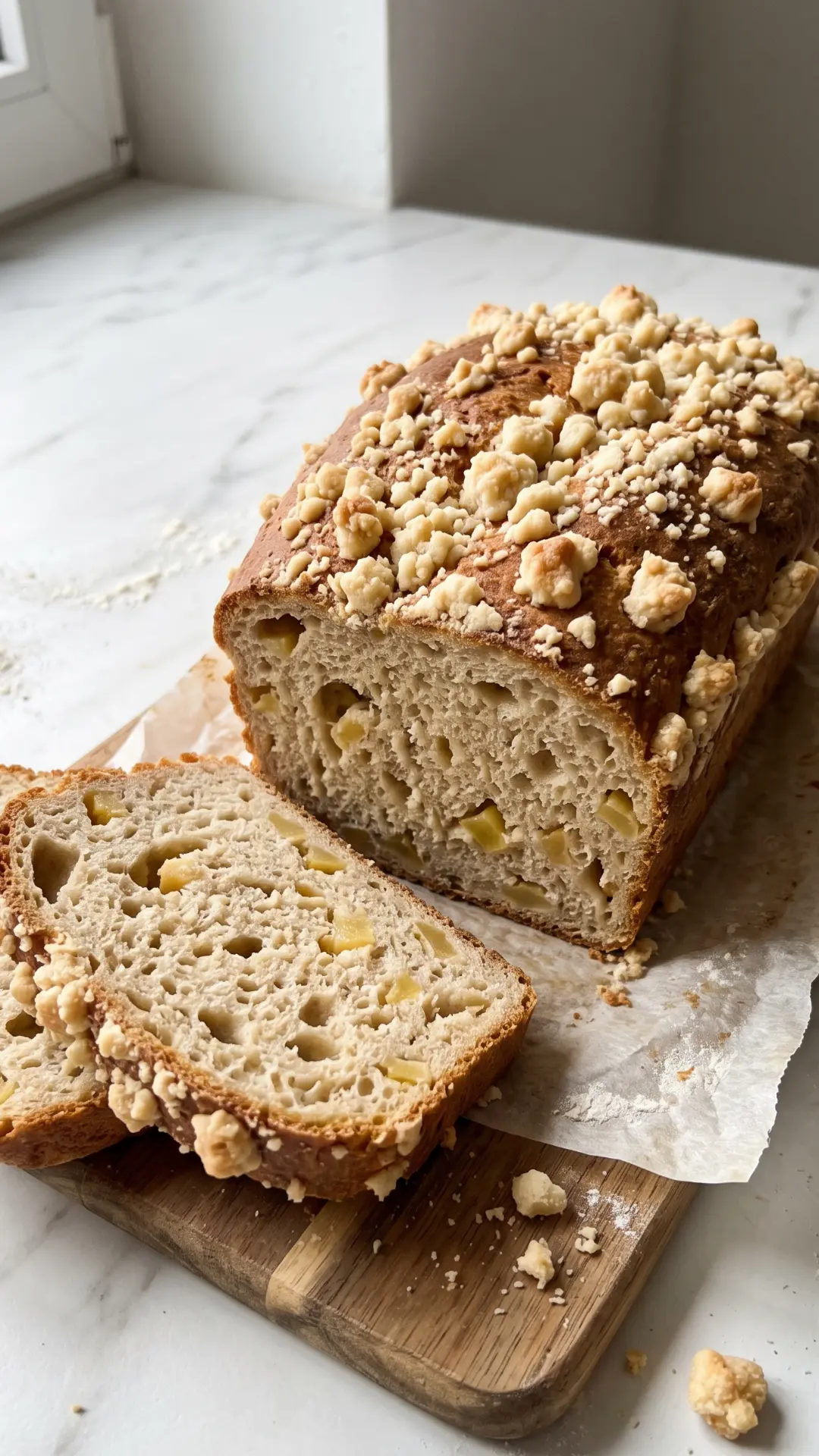 Sauerteig-Apple-Crumble-Brot mit knusprigen Streuseln backen