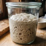 Ein perfekt gereifter, blubbernder Sauerteig ohne exakte Berechnungen.