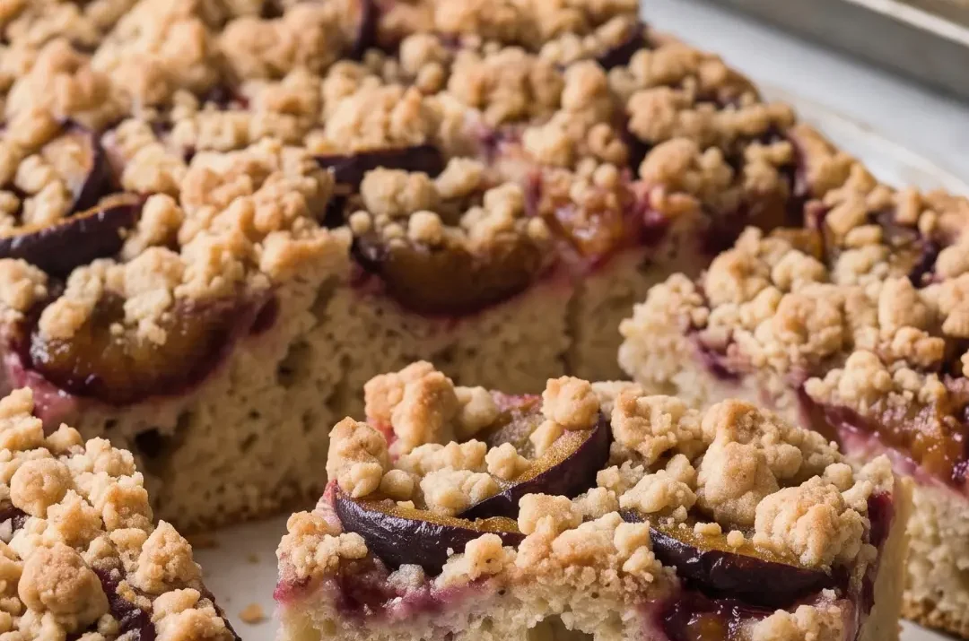 Klassischer Zwetschgenkuchen mit Streuseln vom Blech