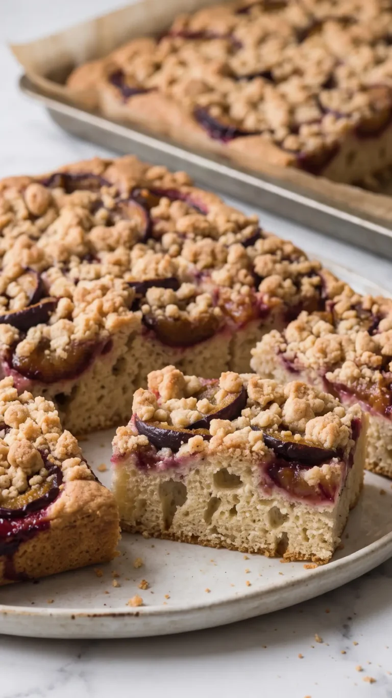 Klassischer Zwetschgenkuchen mit Streuseln vom Blech
