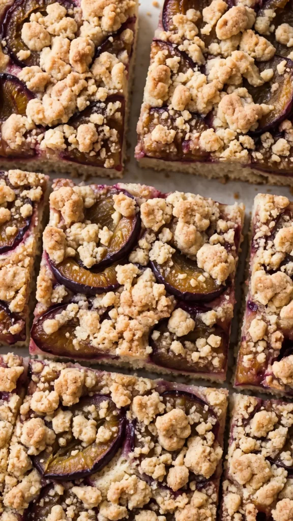 Nahaufnahme vom Zwetschgenkuchen — knusprige Zimtstreusel, saftige Zwetschgen und feiner Rührteig.