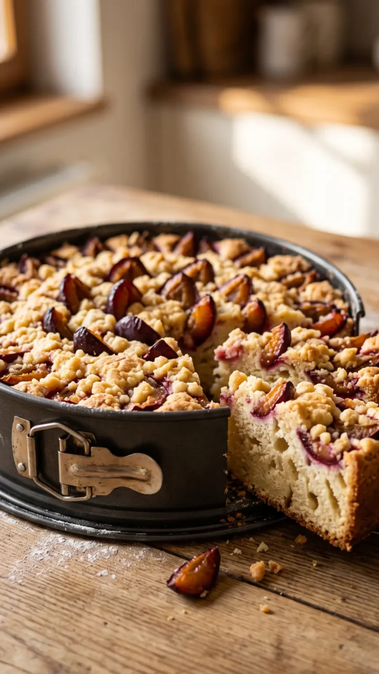 Schneller Pflaumenkuchen mit Streuseln aus der Springform