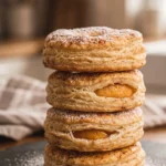 Knusprige Apfelringe im Blätterteig aus der Heißluftfritteuse mit Zimt-Zucker und Puderzucker.