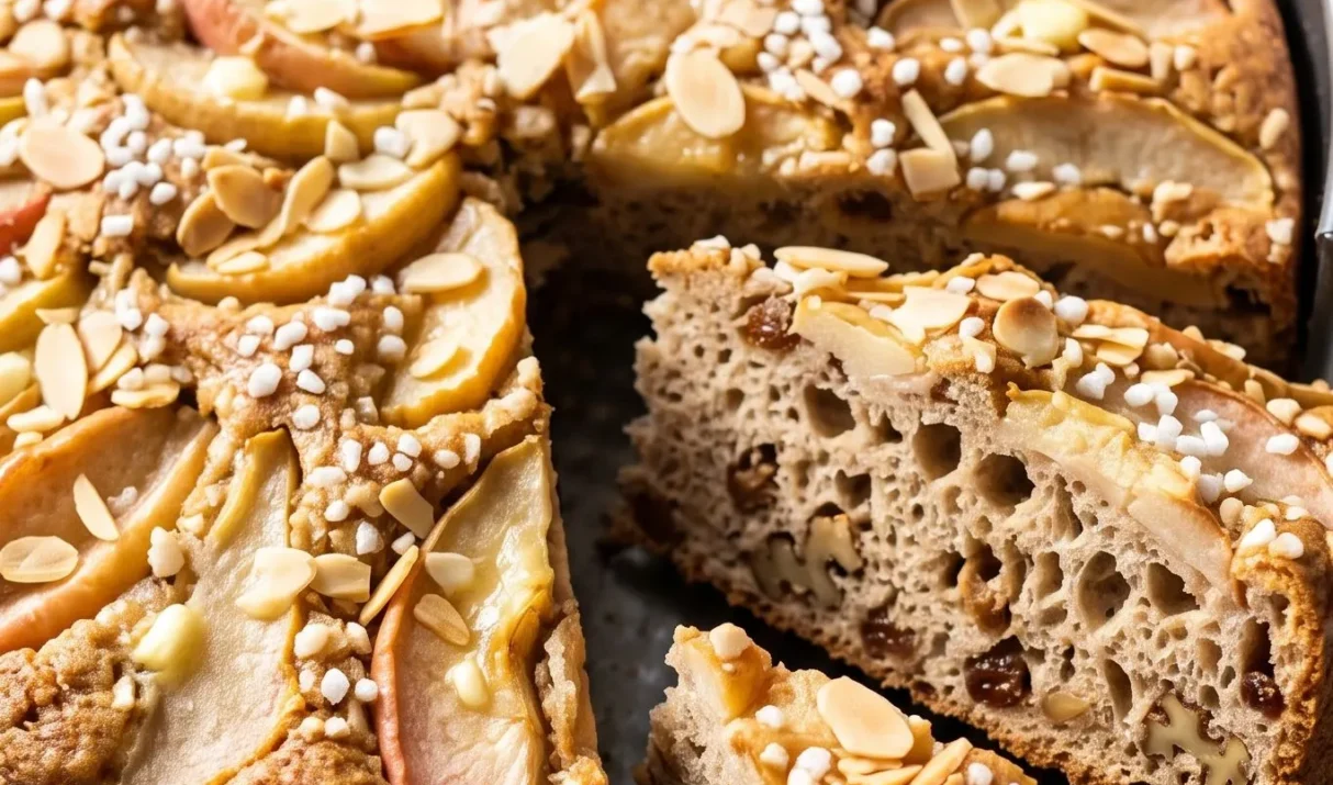 Apfel-Birnen-Kuchen aus Sauerteig: Fruchtiger Dinkelkuchen