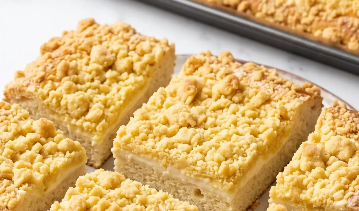 Klassischer Streuselkuchen vom Blech mit Schmand-Schicht