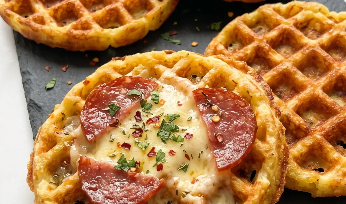Knusprige Kartoffel-Waffeln (Pommes-Waffeln) mit Käse