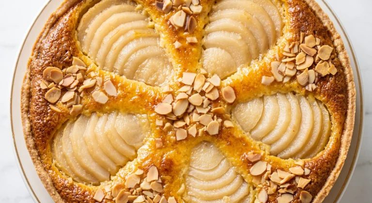Feiner Birnenkuchen mit Guss: Mürbeteig & Mandeln